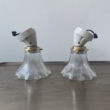 Lot 2 vintage striated glass wall lamps