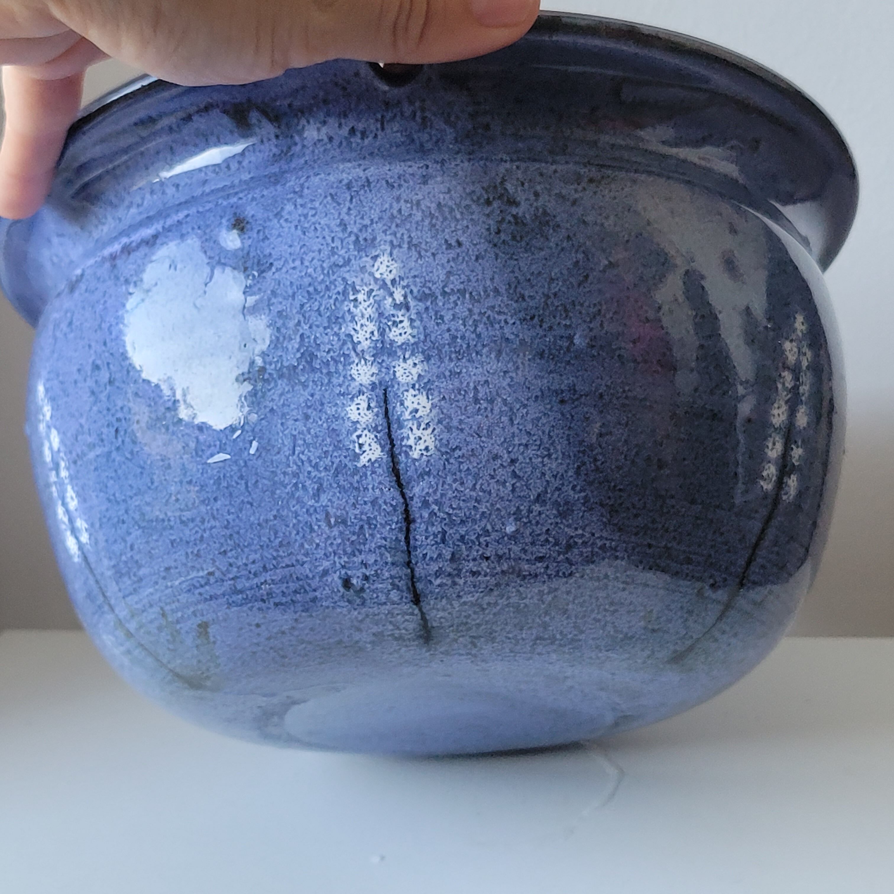 Pot cache pot to hang in terracotta or blue enamelled sandstone