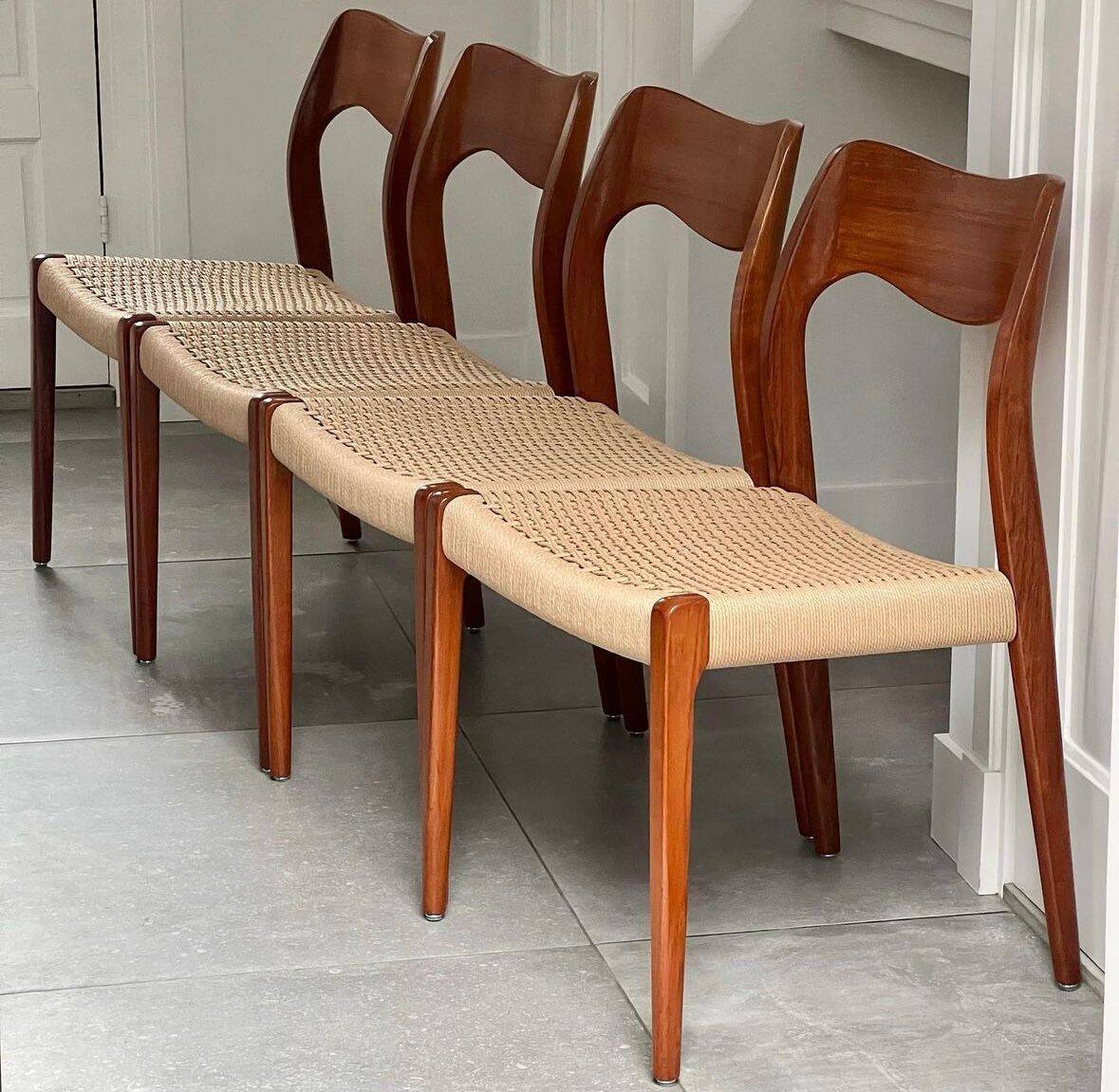 Dining chairs, model 71, by Niels Otto Møller, 1950s, set of 4