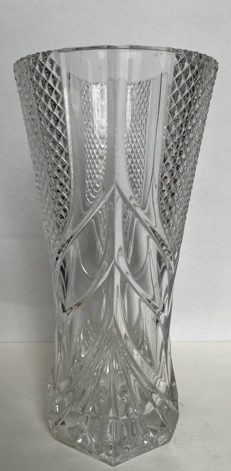 Large molded crystal vase