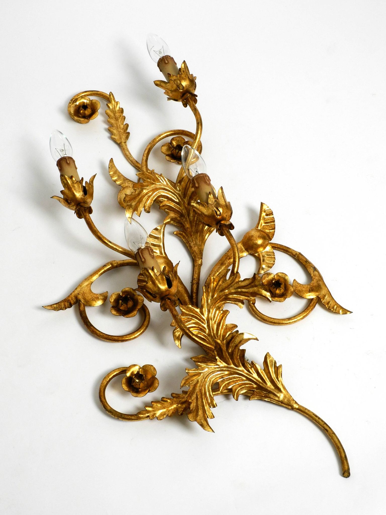 XL 1960s Italian gold-plated wall lamp with four sockets | heigh 80ccm
