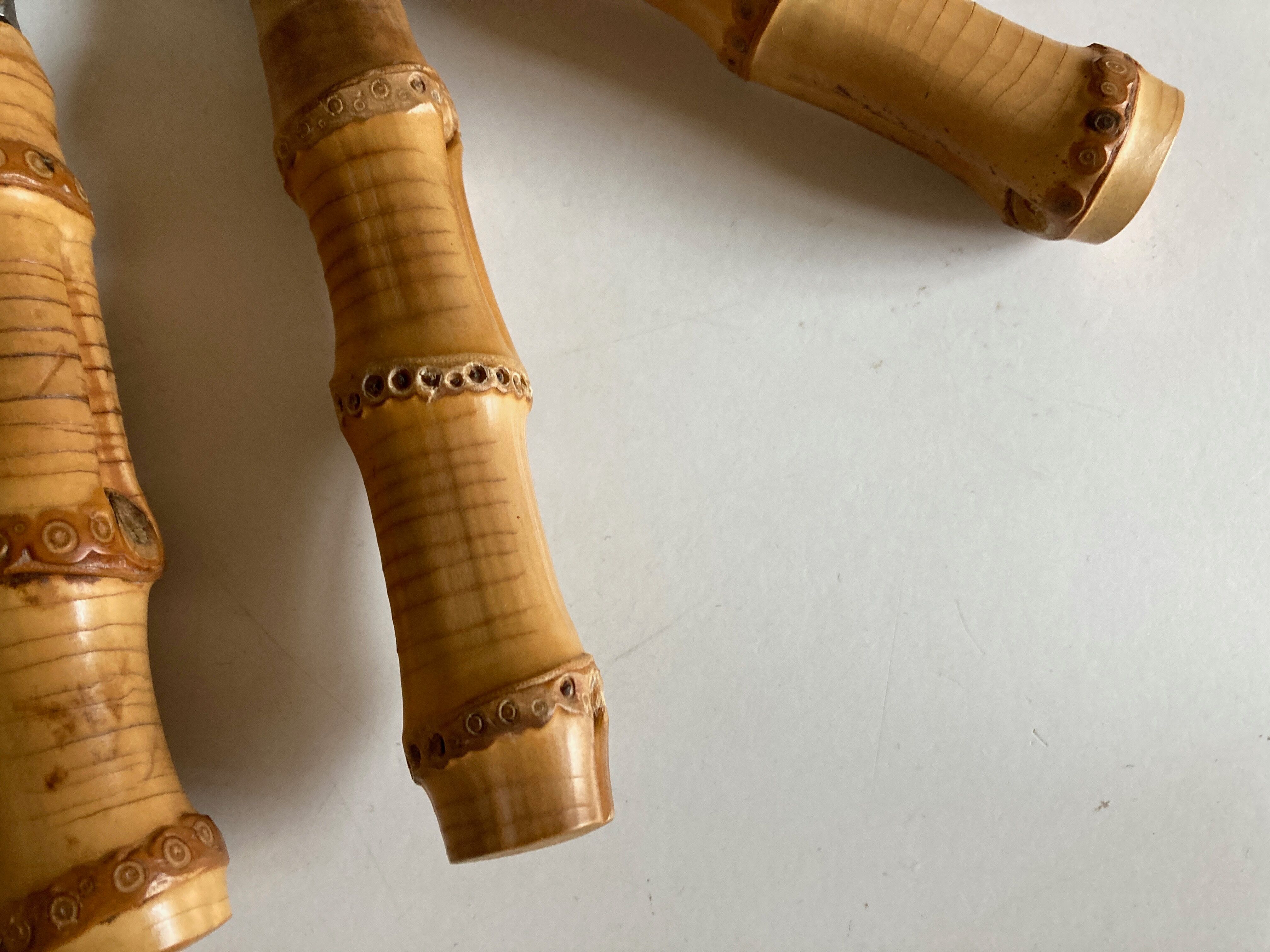 Set of 6 table knives 1960 Riviera bamboo handle