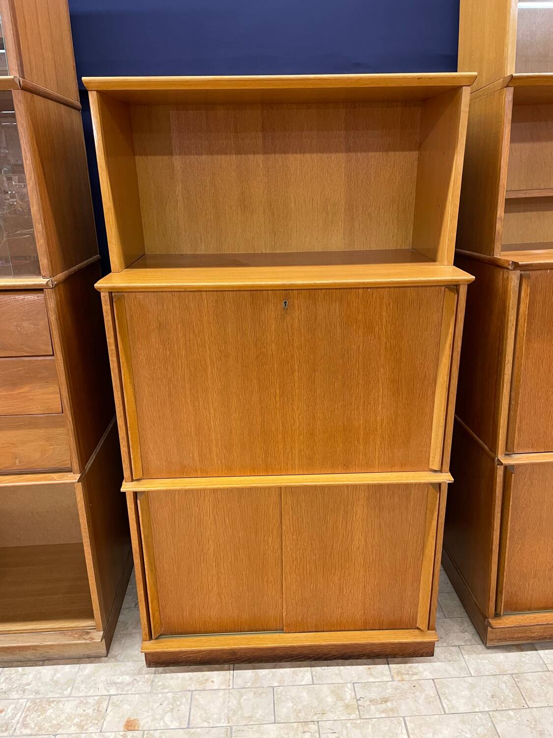 Oscar vintage secretary bookcase, 50/60 cm thick, modular