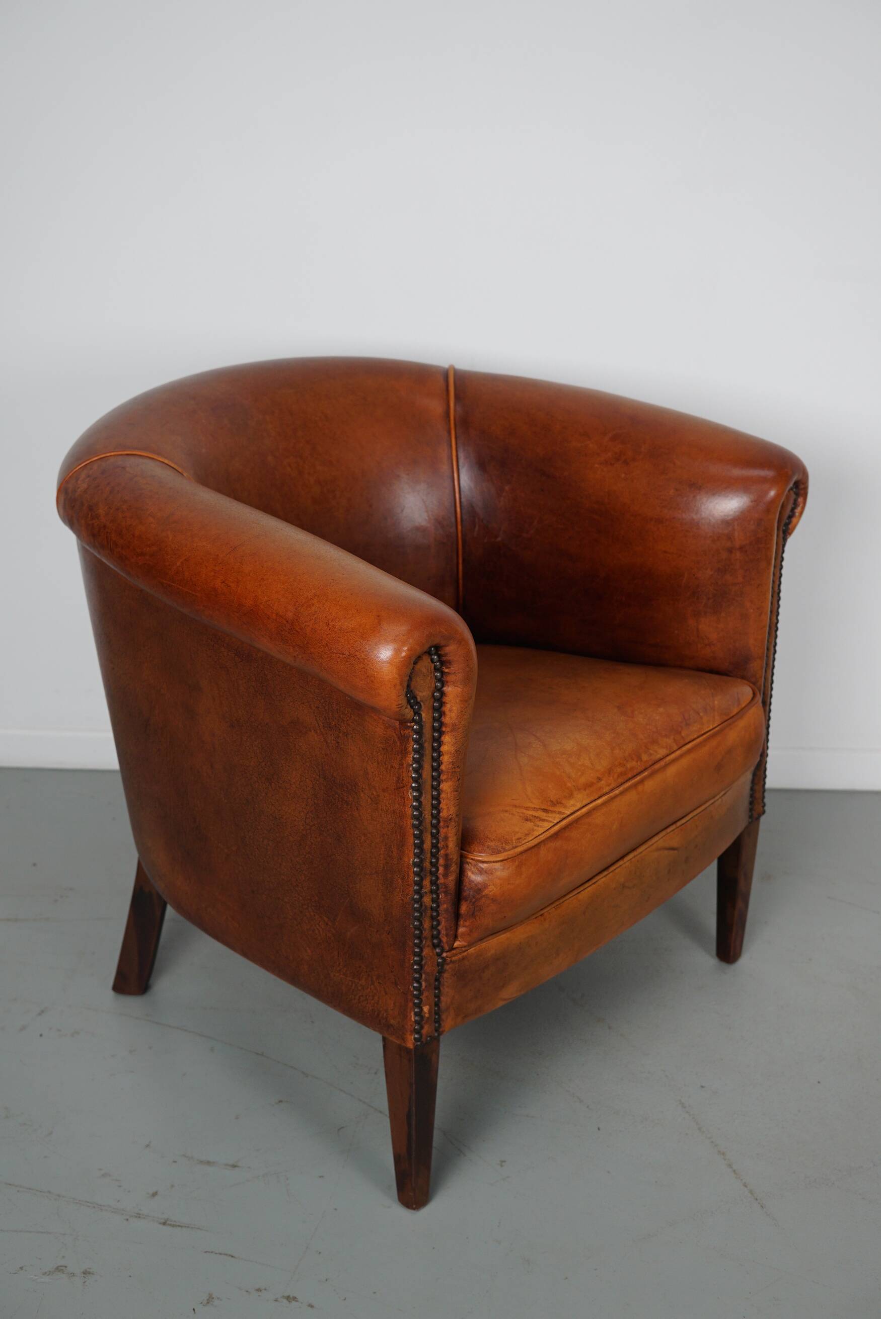 Vintage Dutch Cognac Colored Leather Club Chair