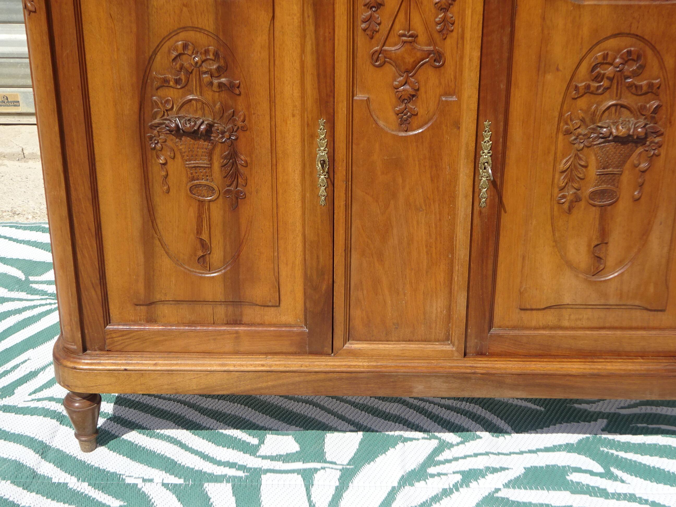 Art Deco walnut sideboard with marble top