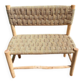 Moroccan Wooden Bench with Palm Leaf Cord Entryway and Living Room Boh