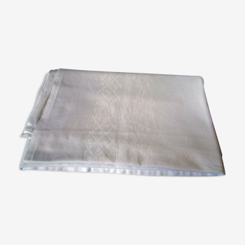 Nappe coton motif damassé blanche rectangulaire 150x200cm
