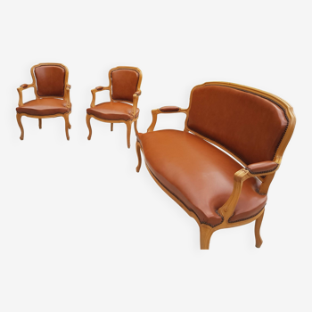 lot de deux fauteuils et une banquette