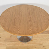 Mid-century modern oak round dining table, Denmark, 1970s