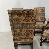 Set of four Louis XIII style high-back armchairs, 20th century.