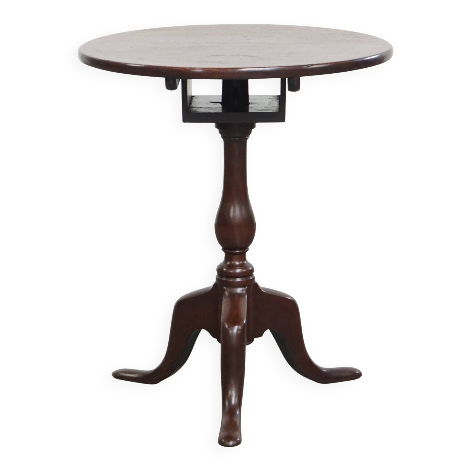 Antique English Round Open Birdcage Tilt-Top Table / Wine Table