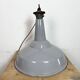 Large Industrial British Grey Enamel Factory Pendant Lamp from Benjamin, 19