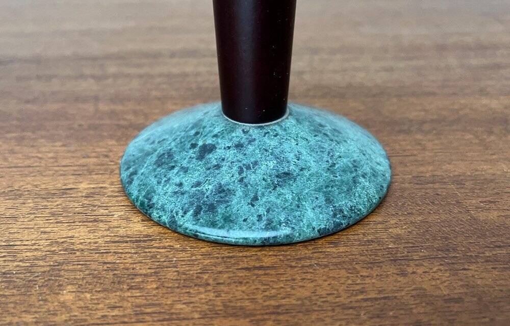 Vintage postmodern Italian wooden and stone candle holders, 1980s, set of 2.