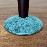 Vintage postmodern Italian wooden and stone candle holders, 1980s, set of 2.