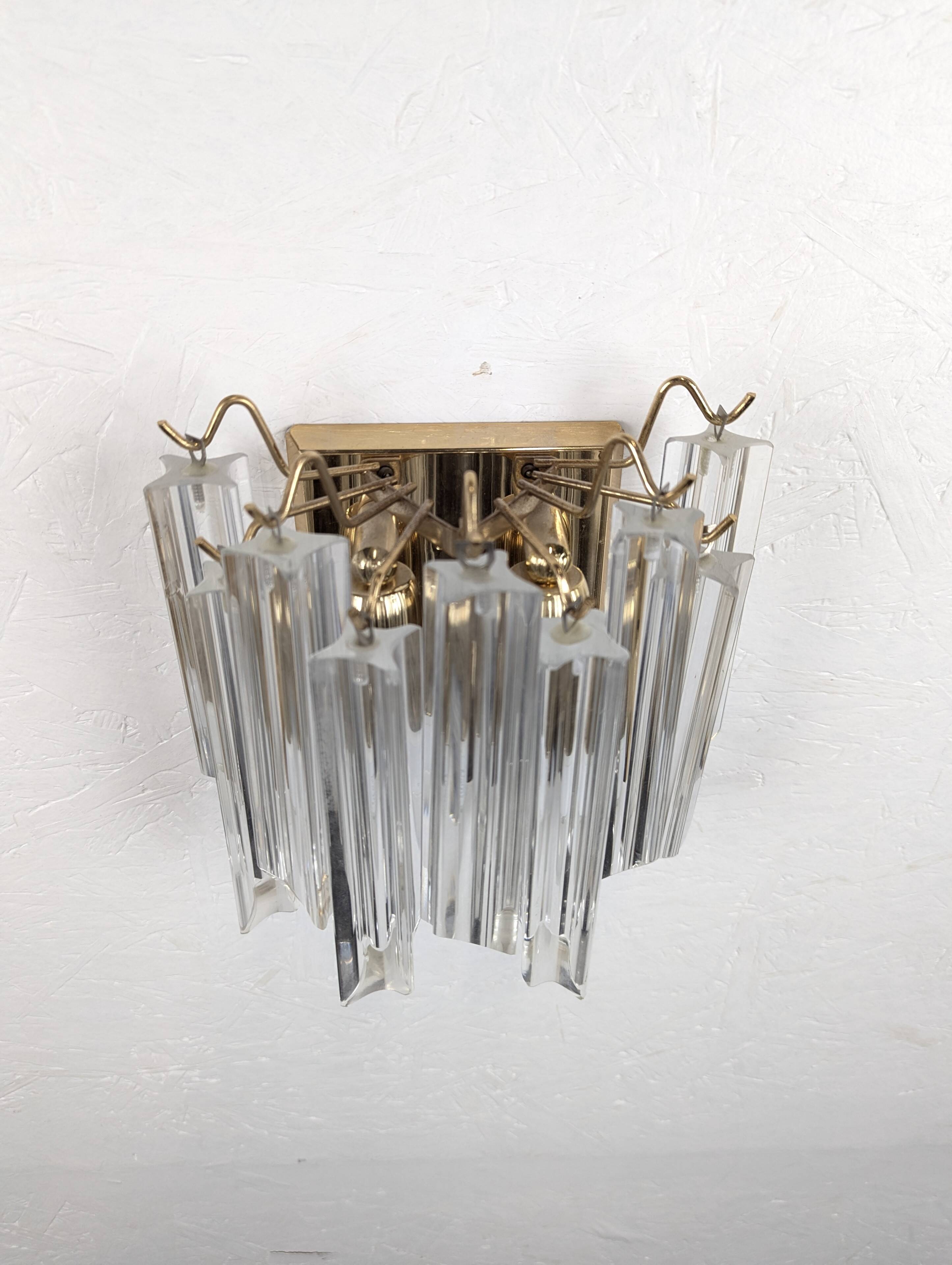 Brass and Murano wall light by Venini by Novaresi