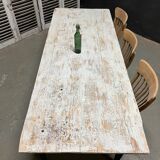Black farmhouse table and white patinated top