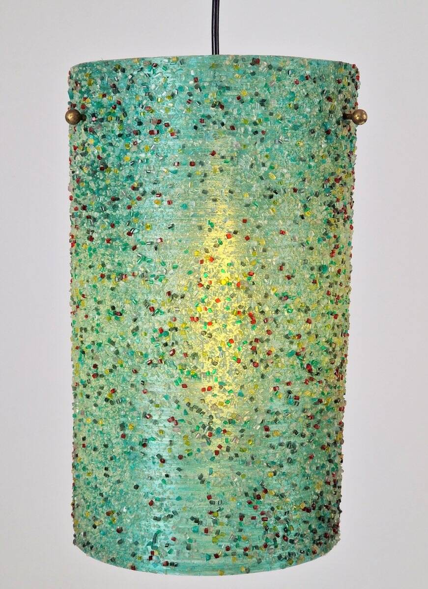 Green Polyester Sugar Tube Pendant Lamp by John and Sylvia Reid for Rotaflex, 1960s