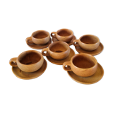 6 saucers and coffee cups in 70s design stoneware
