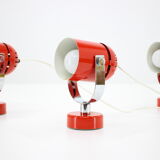 1970s Stanislav Indra Set of Three Red Wall/Table Lamps, Czechoslovakia
