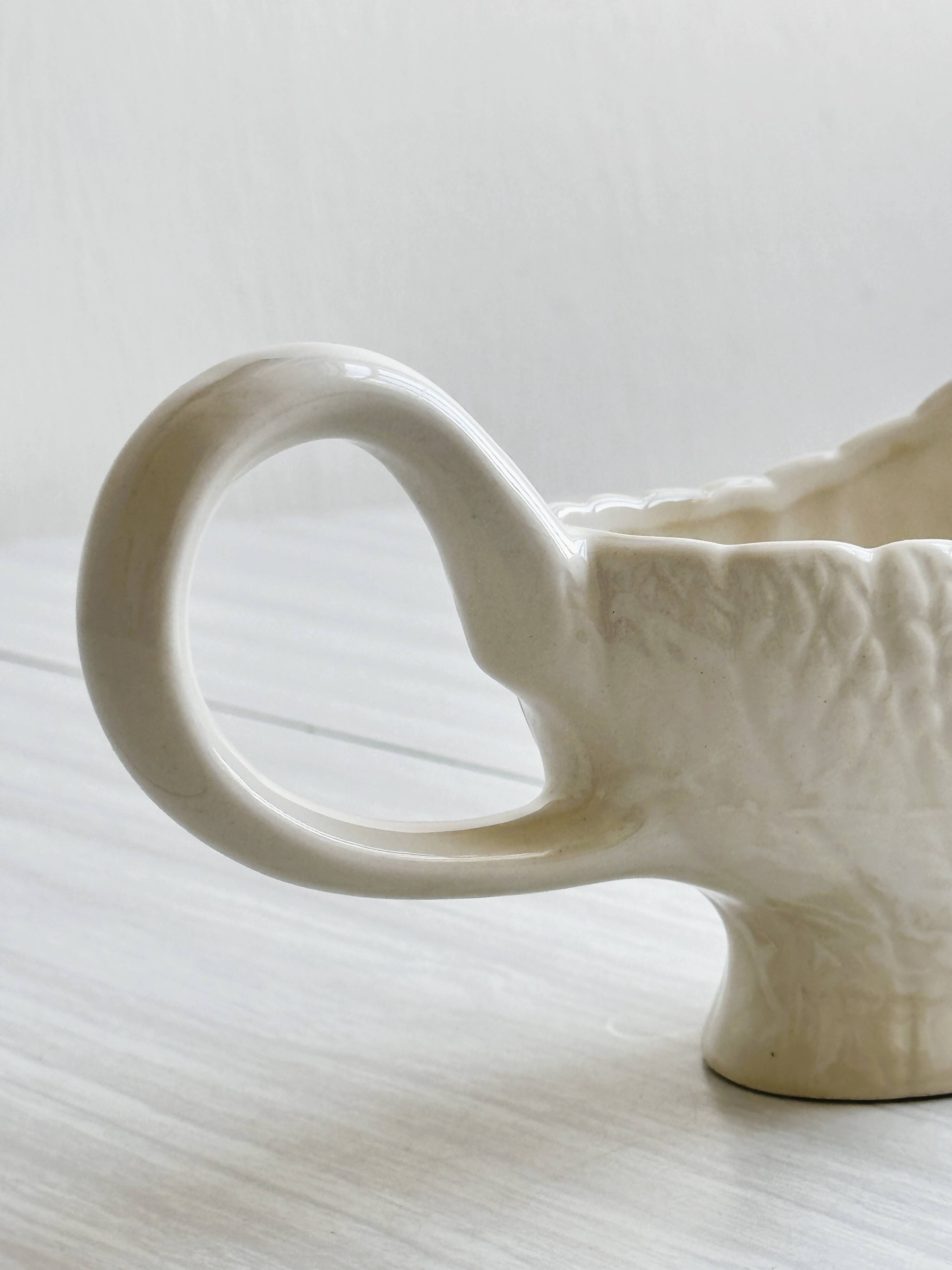 White asparagus slushy gravy boat.