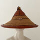 Traditional African Fulani hat in leather and woven straw