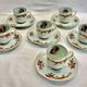 Service of 6 porcelain coffee cups Raynaud Limoges celadon green dragon