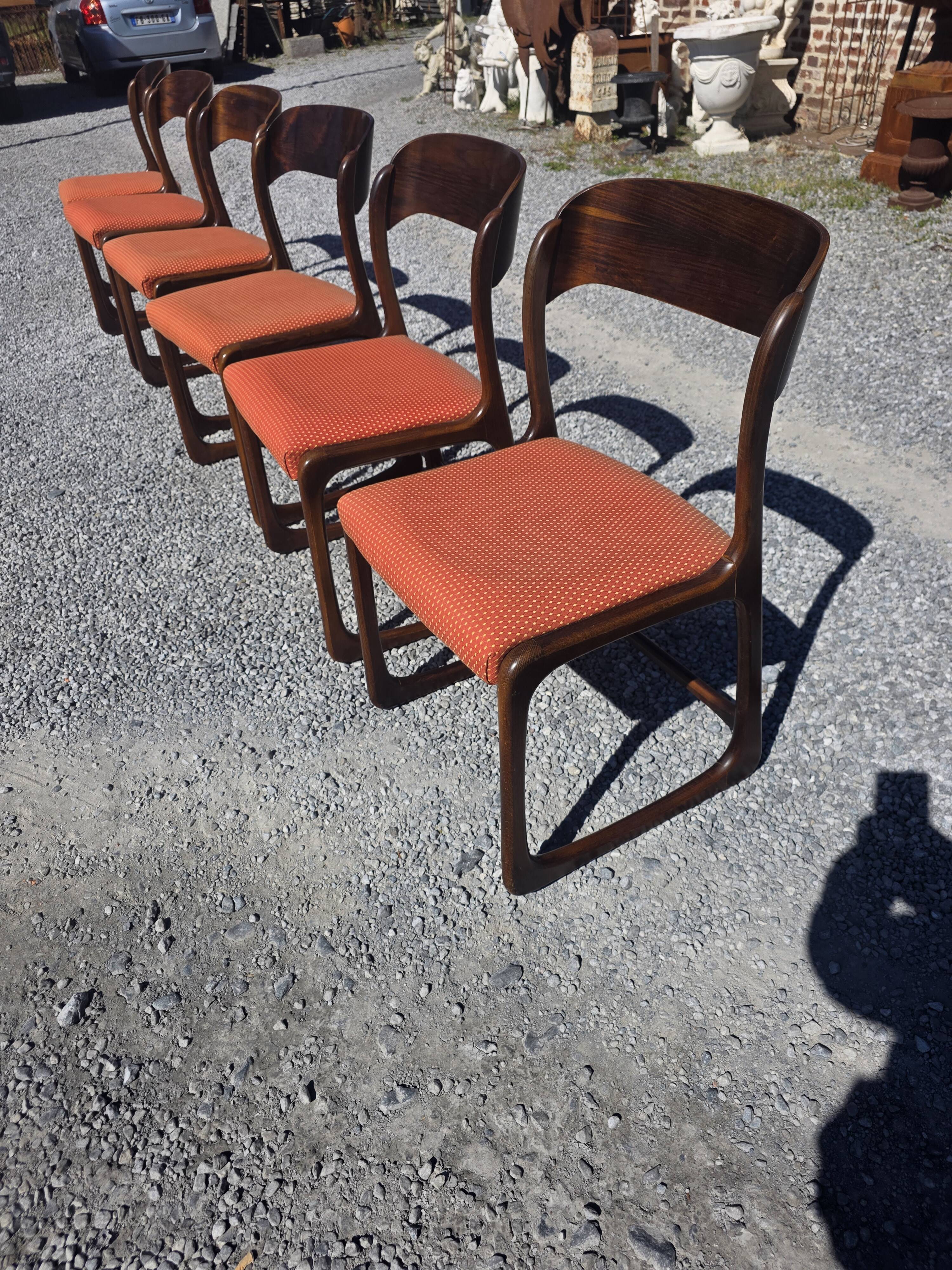 6 Baumann sled chairs in rosewood from the 1960s.