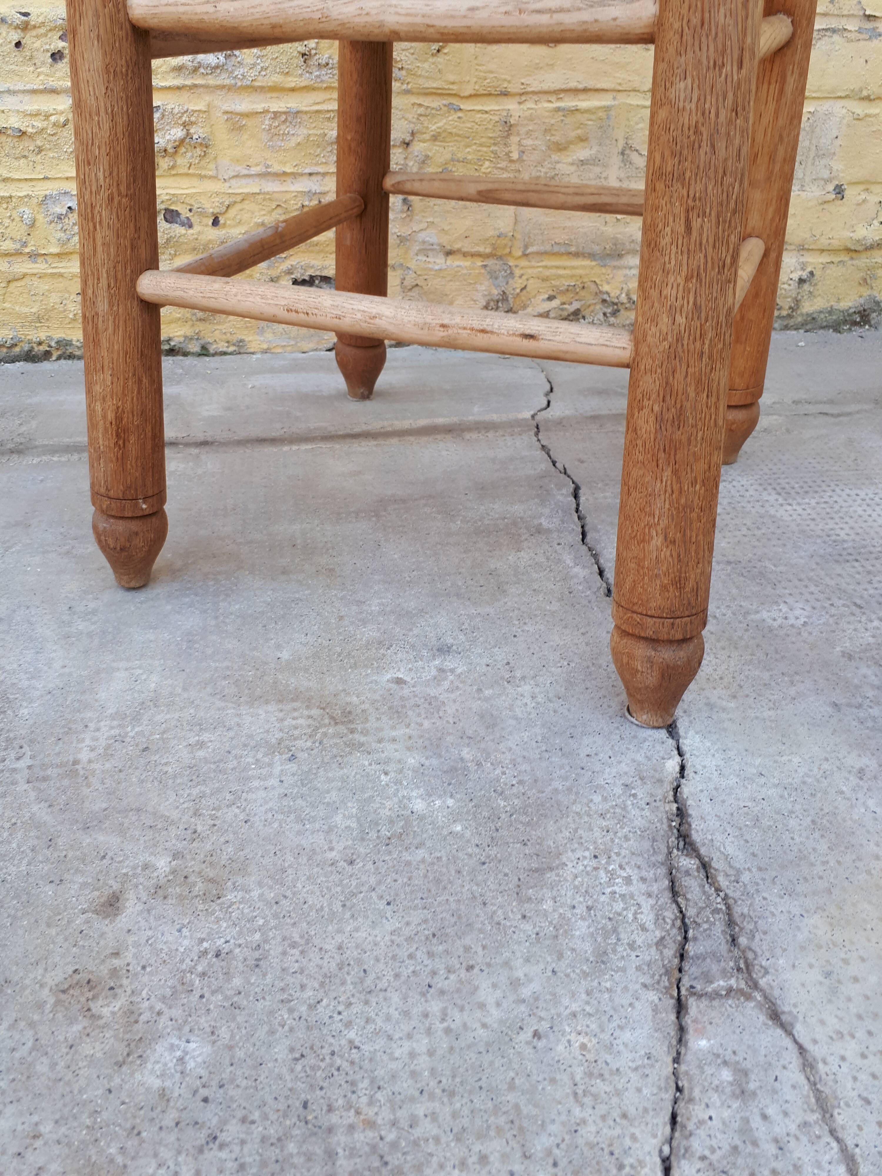 Pair of wooden and straw stools