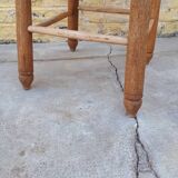 Pair of wooden and straw stools