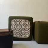 Pair of cinna bedside tables in foam and smoked plexiglass, ligne roset 1970