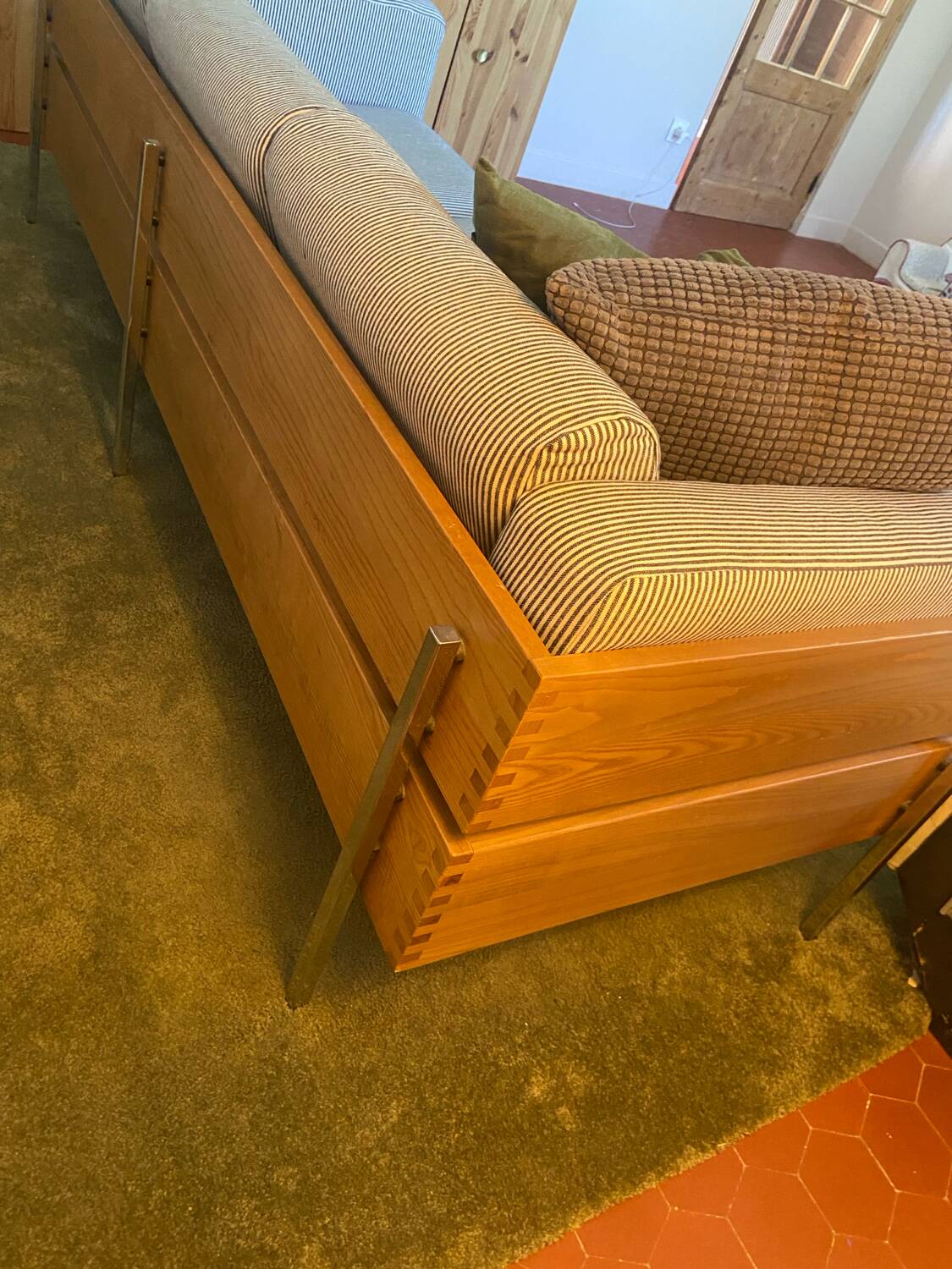Habitat striped wood and metal sofa