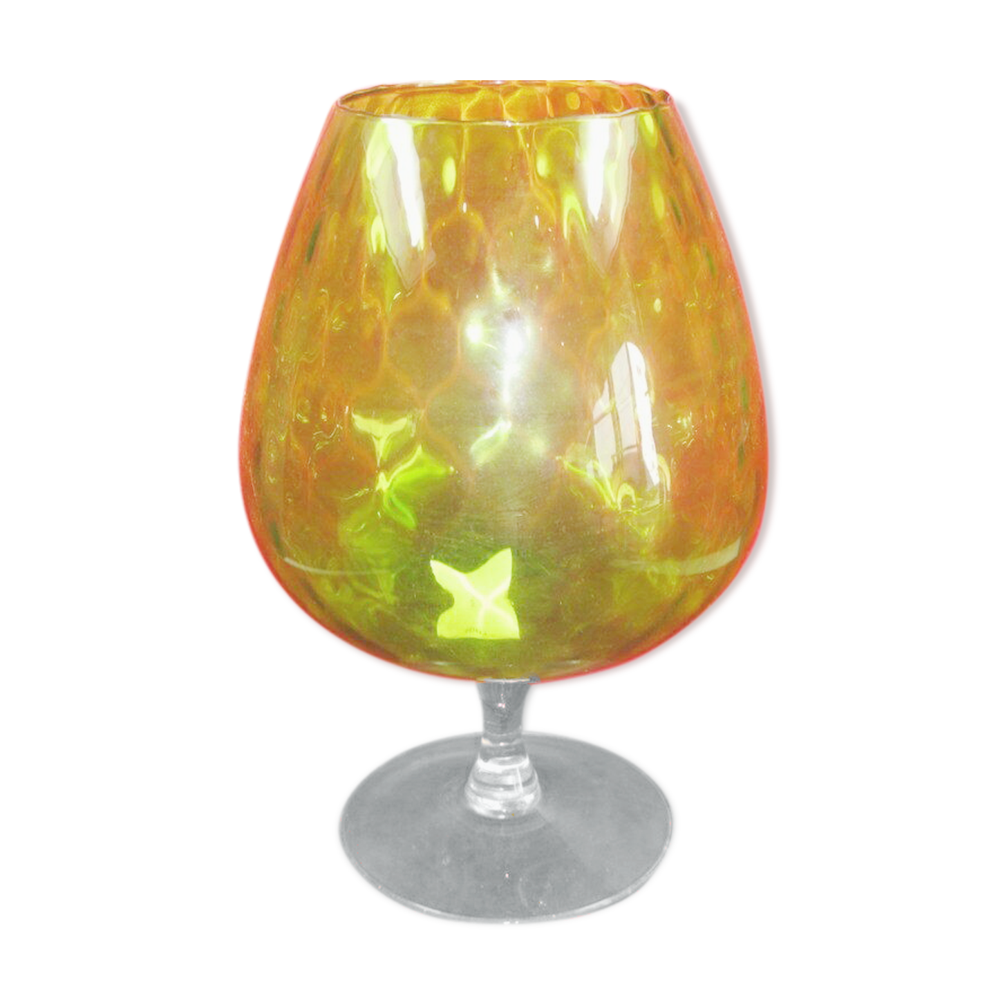 70' vintage cognac glass-shaped green vase