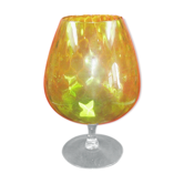 70' vintage cognac glass-shaped green vase