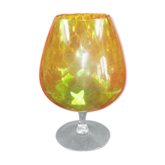 70' vintage cognac glass-shaped green vase