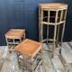 Trio of vintage rattan plant holders in the 60s