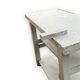 Light blue painted wooden workbench