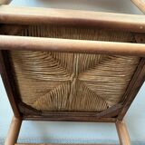 4 charlotte perriand style wood and straw chairs