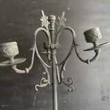 Pair of large Napoleon III candlesticks in patinated bronze