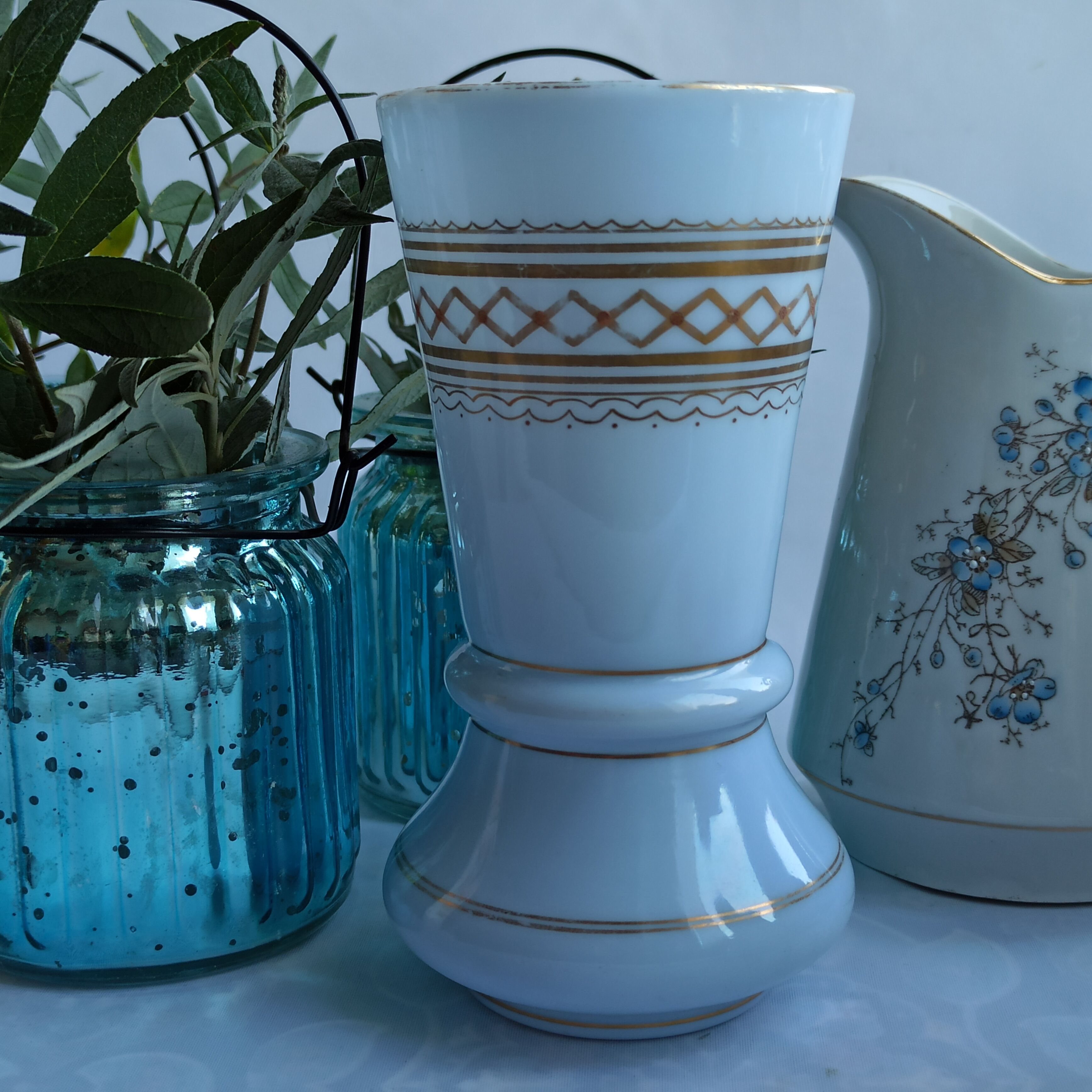 19th century blue opaline vase 15 cm