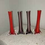 Série de 4 vases verre soufflé années 50 vintage