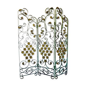 Screen, Art Deco wrought iron with floral decorations circa 30's