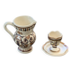 Egg cup and pitcher in handcrafted enameled ceramic, hand-painted brehat