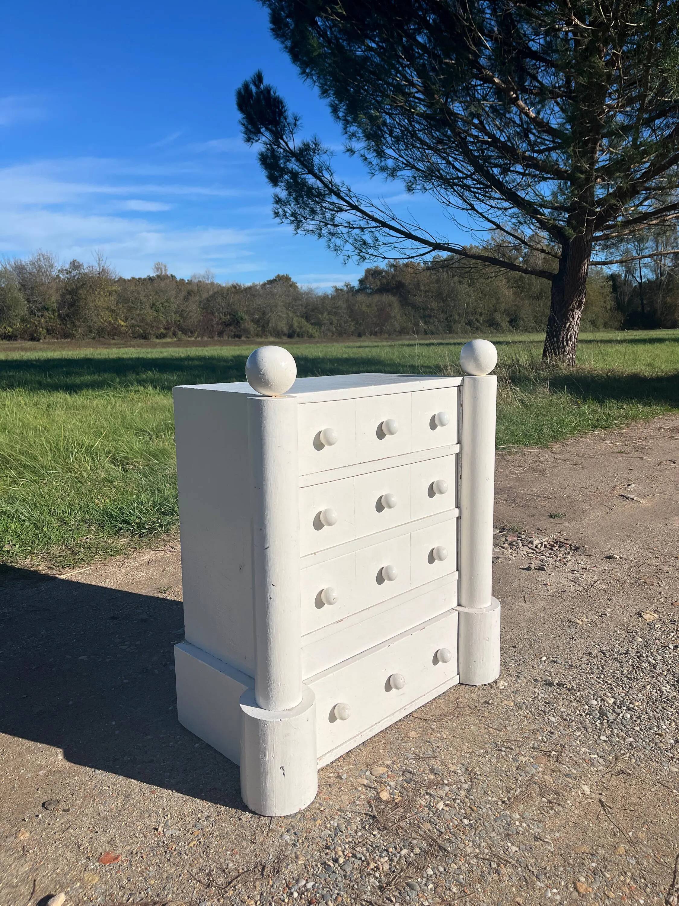1950s lacquered wood chest of drawers