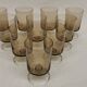 Vintage 70s stemmed glasses, lot of 10 smoked Luminarc verrines