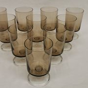 Vintage 70s stemmed glasses, lot of 10 smoked Luminarc verrines