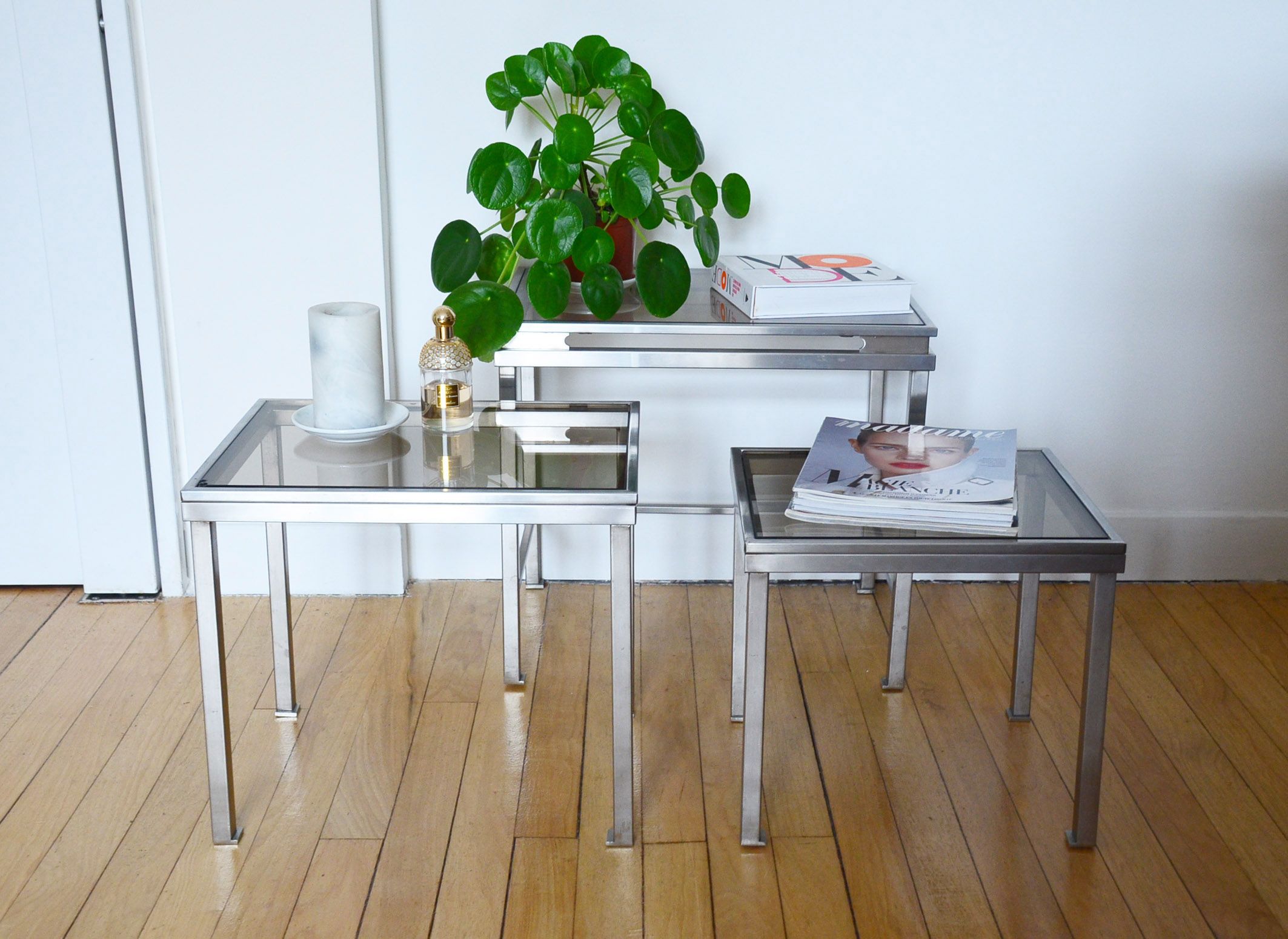 Lot 3 pull out tables by Maison Jansen by Guy Lefèvre 1970