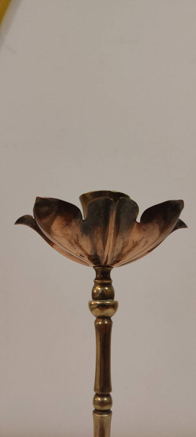 Brass and copper candlestick by Was Benson 1900