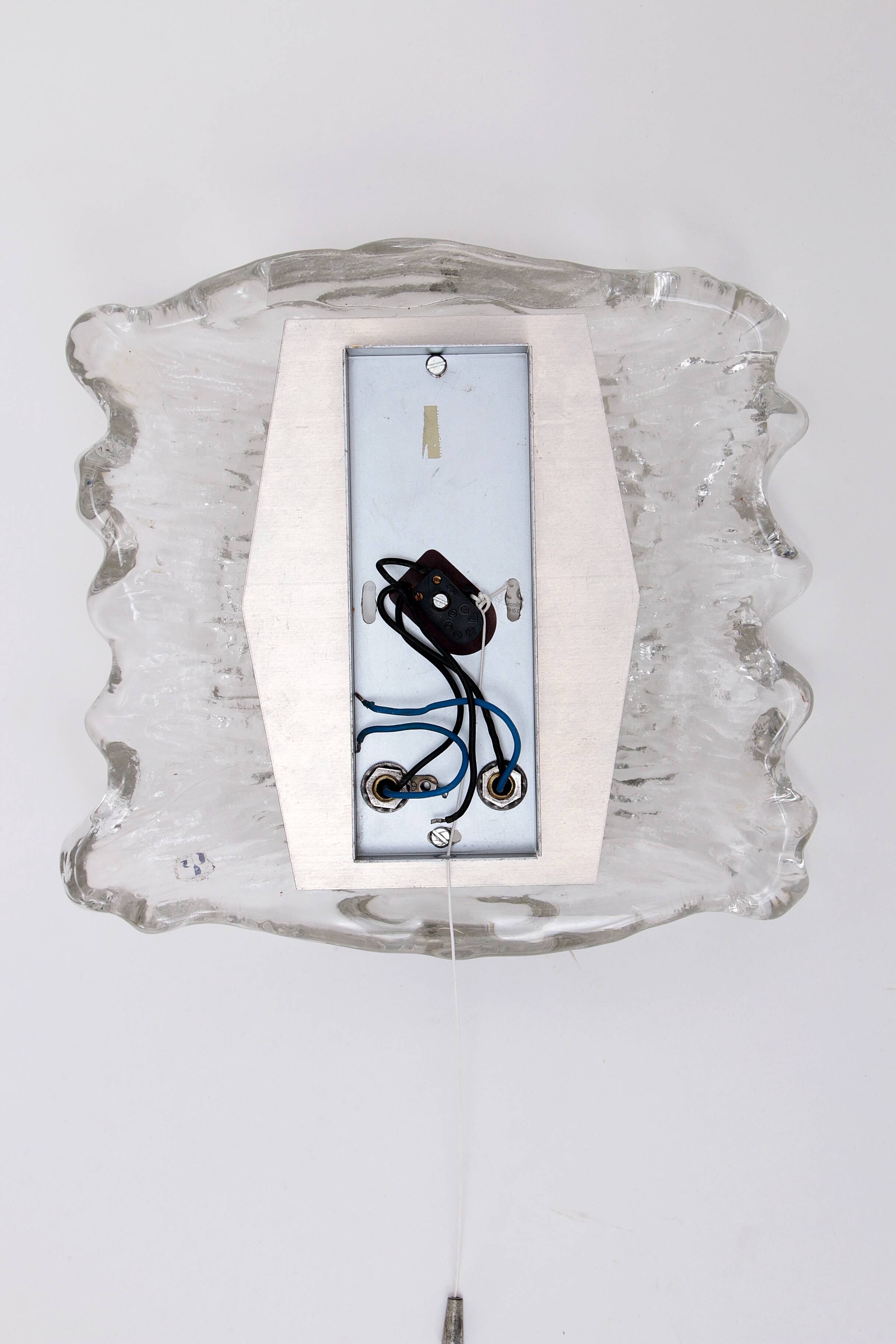 Large wall lamp Peil & Putzler ice glass, 1960 Germany