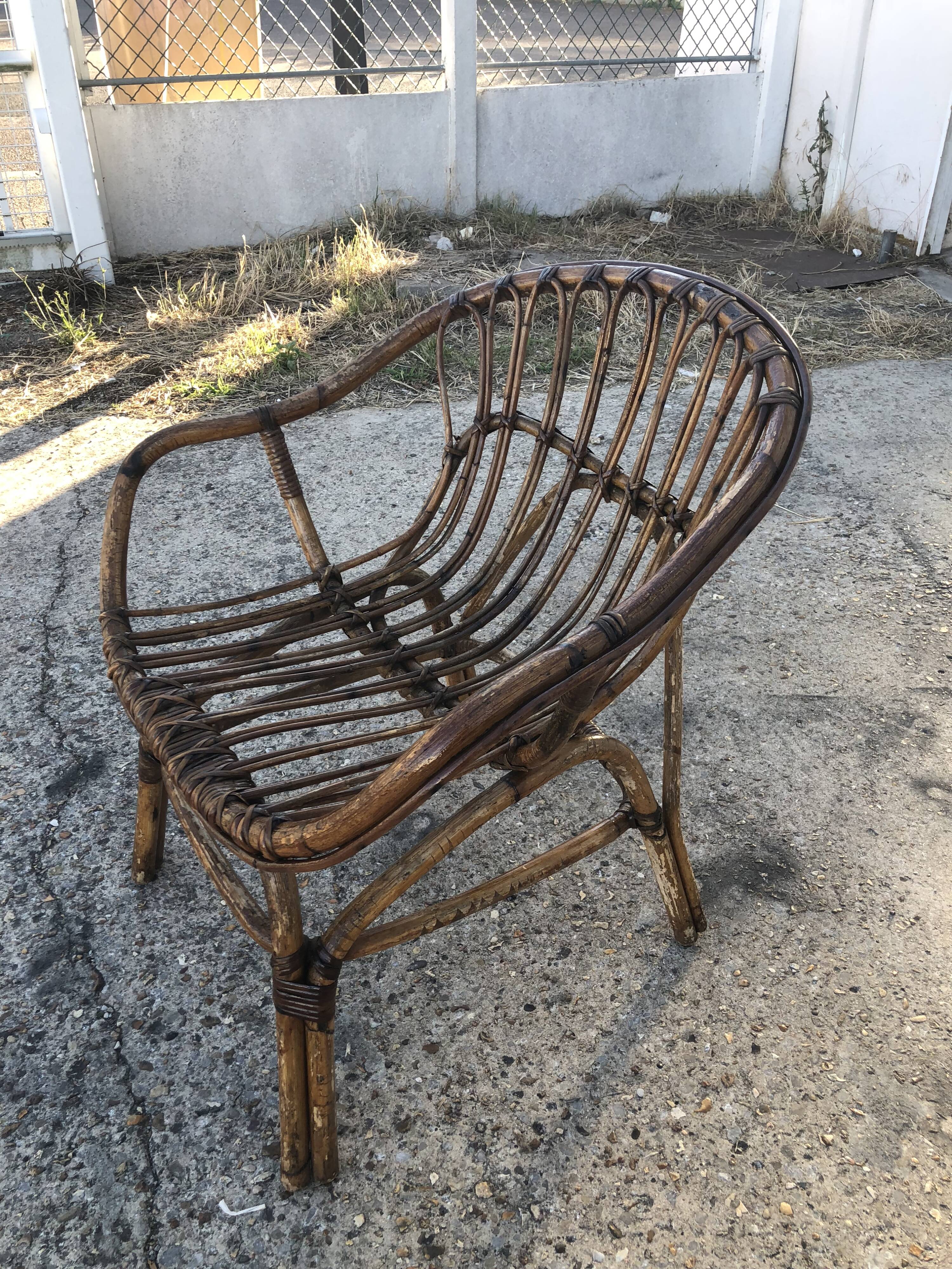 Vintage rattan armchair