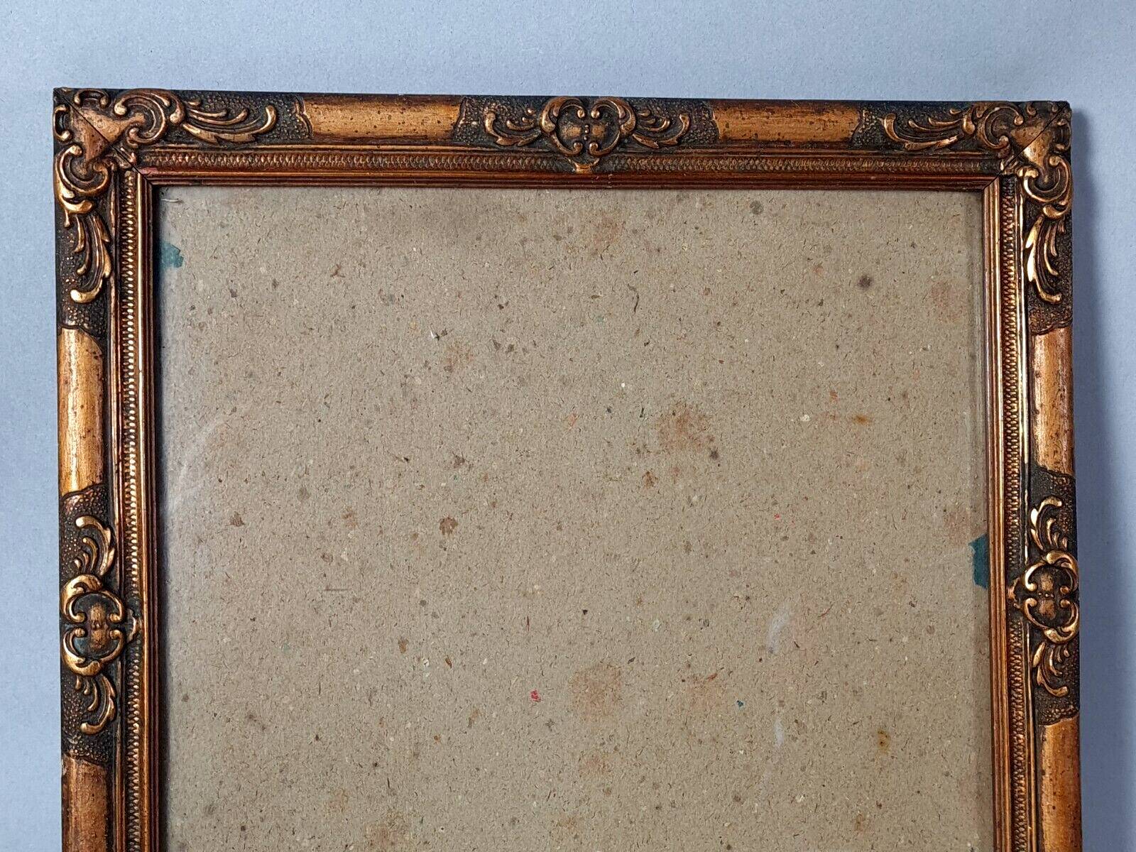 Old square frame 27x27 foliage 24x24 cm gilded stucco wood + glass SB113